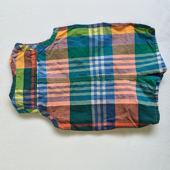 babyGap summer plaid henley romper with bear pocket 0-3 months baby boy - Picture 6 of 6